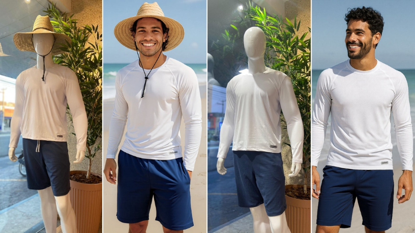 Com o FotoModel, crie imagens de moda autênticas sem depender de estúdios ou equipes externas.